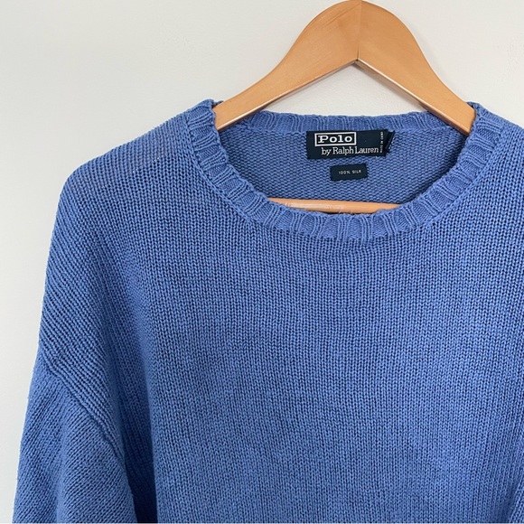 Polo by Ralph Lauren Blue Sweater 100% Silk - Picture 4 of 6